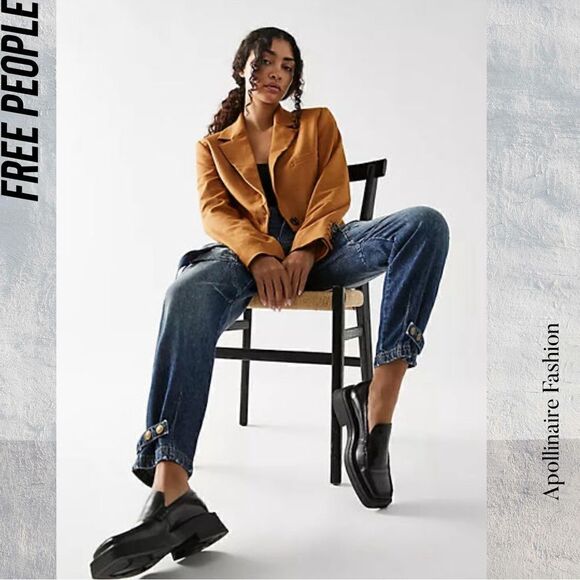 WE THE FREE HAZEL PULL ON UTILITY JEANS IN DARK AND STORMY NWT SMALL - Picture 7 of 9